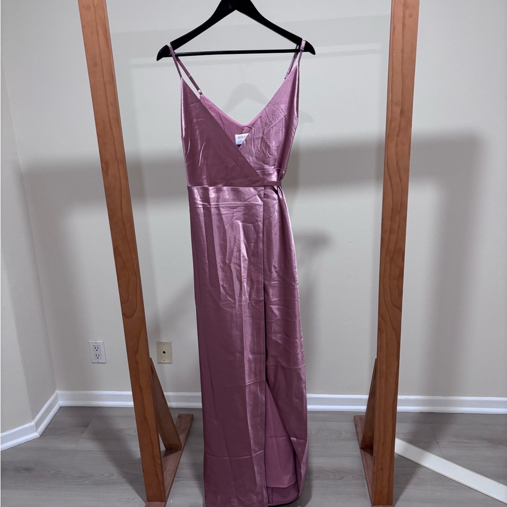 Birdy Grey Mauve Satin Maxi Dress